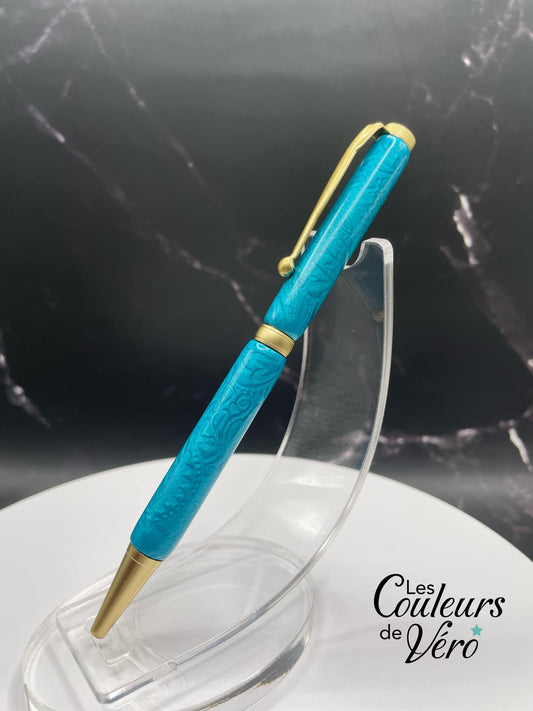 Slimline Slim Twist Collectible Ballpoint Pen; golden hearts