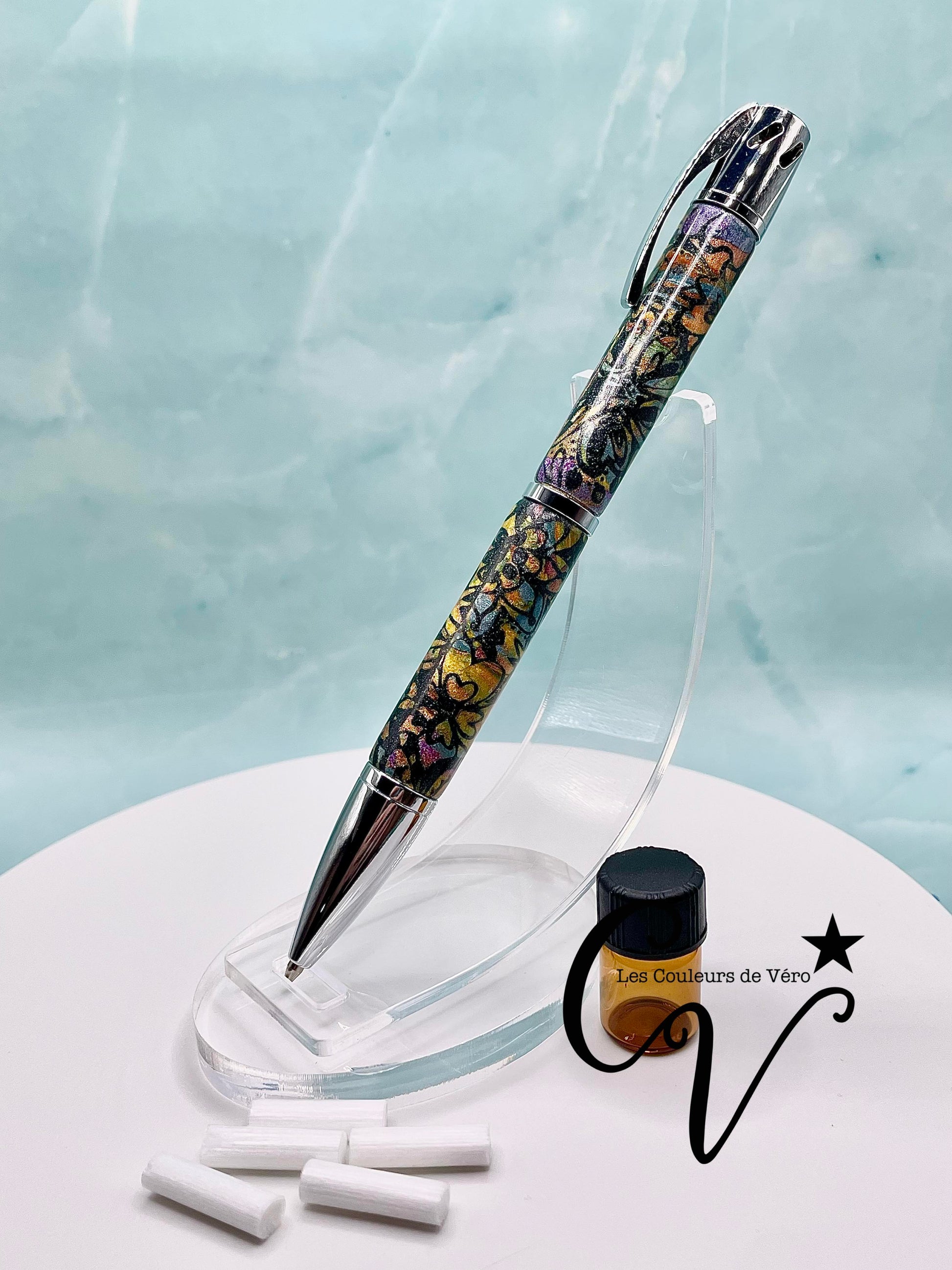 2 stylos fleurs